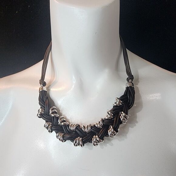 Milor Jewelry - Bronze Milor Italy Silver & Brown Braided Cord Necklace